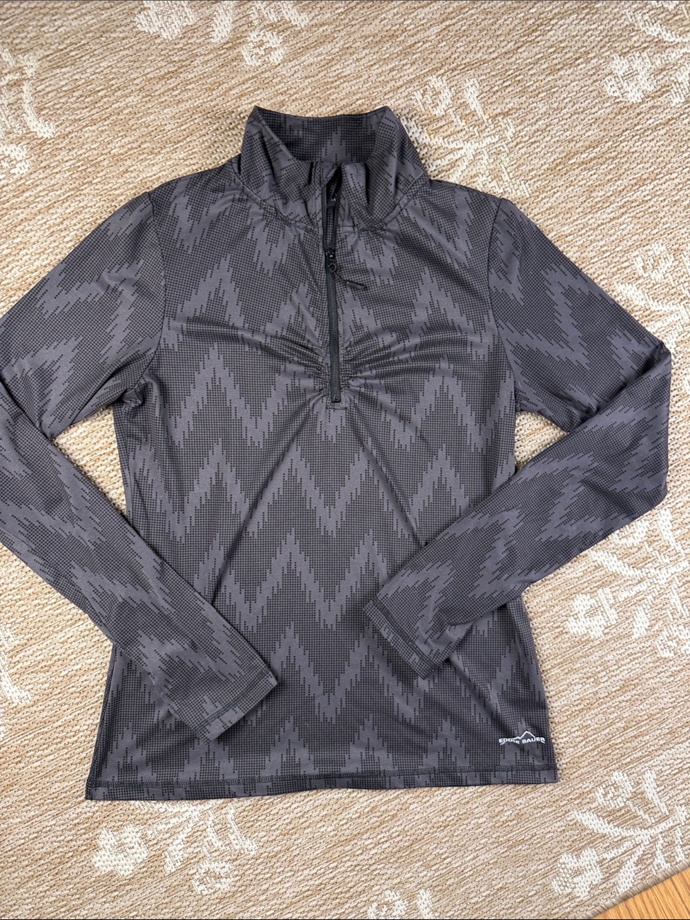 Eddie Bauer Black Chevron Quarter-Zip Pullover